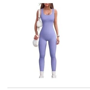 Womens Workout Romper Jumpsuit SeamlessRibbed Piece Sleeveless